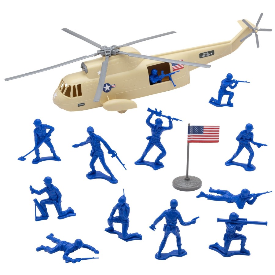 Era Tim Mee | Timmee Plastic Army Men Helicopter Playset-Desert Tan 26Pc Made In Usa