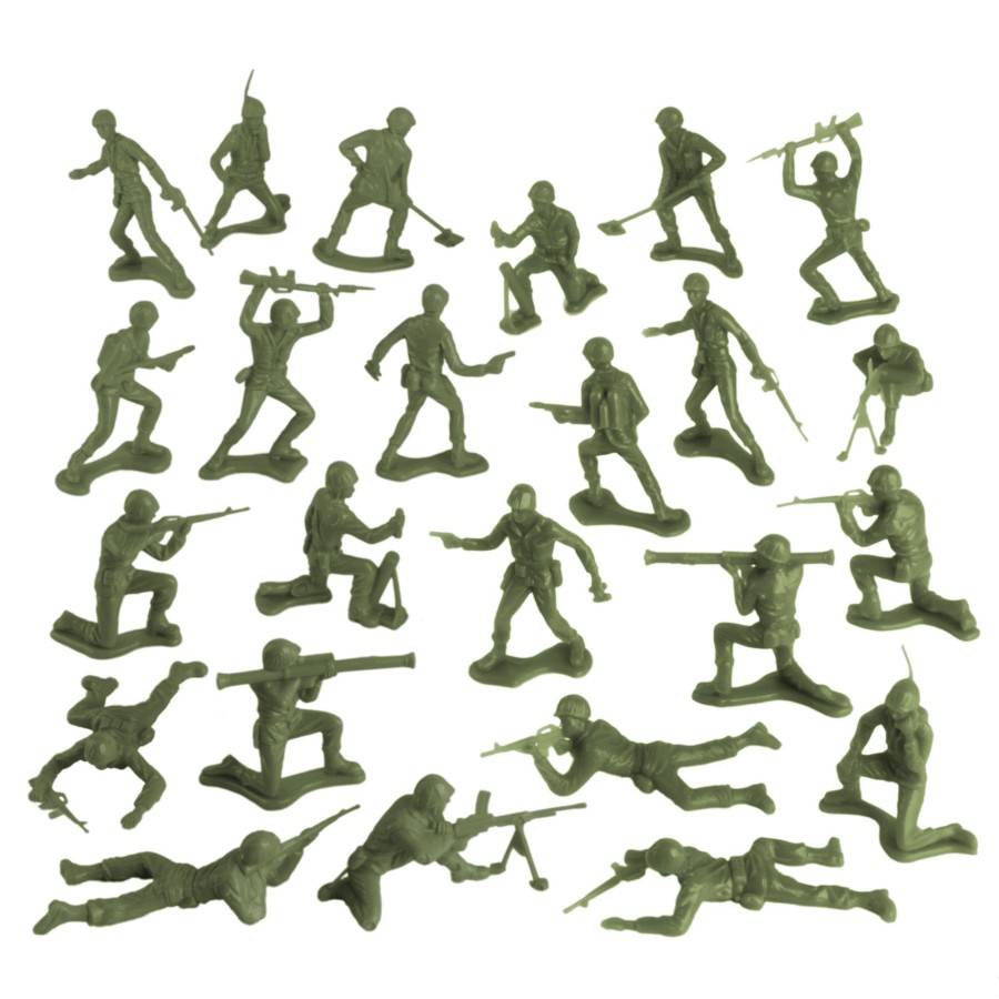 Era Tim Mee | Timmee Plastic Army Men-Od Green 48Pc Toy Soldier Figures-Made In Usa