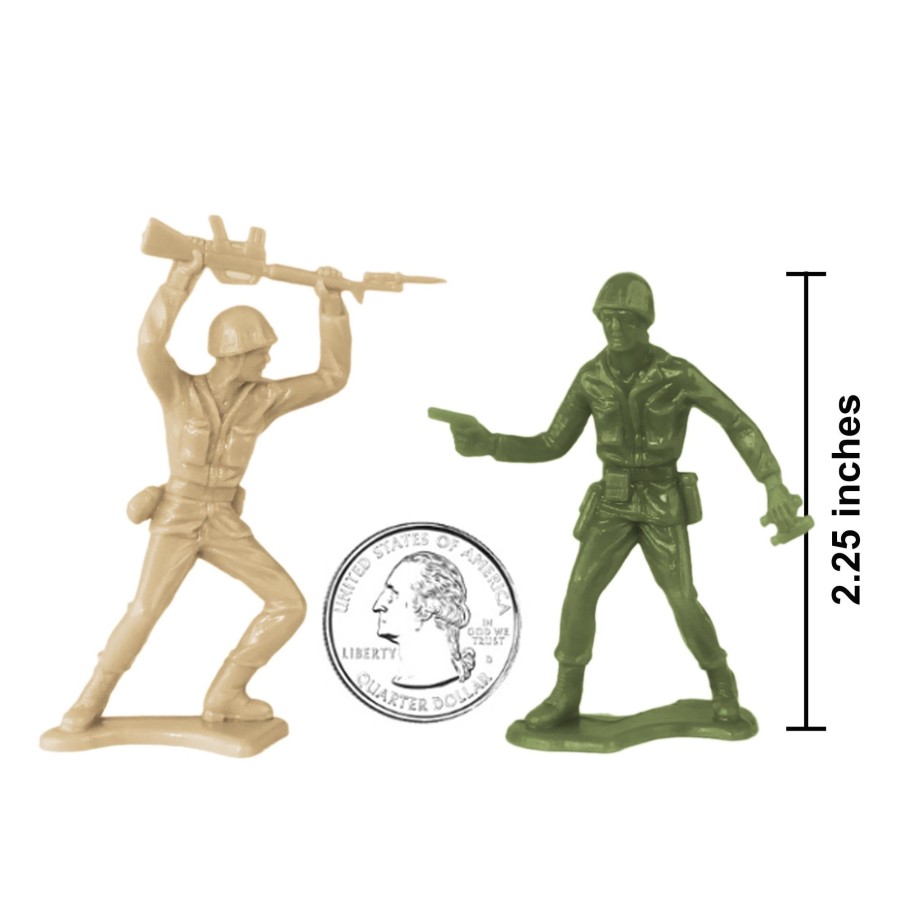 Era Tim Mee | Timmee Plastic Army Men: Green Vs Tan 100Pc Toy Soldier Figures-Made In Usa