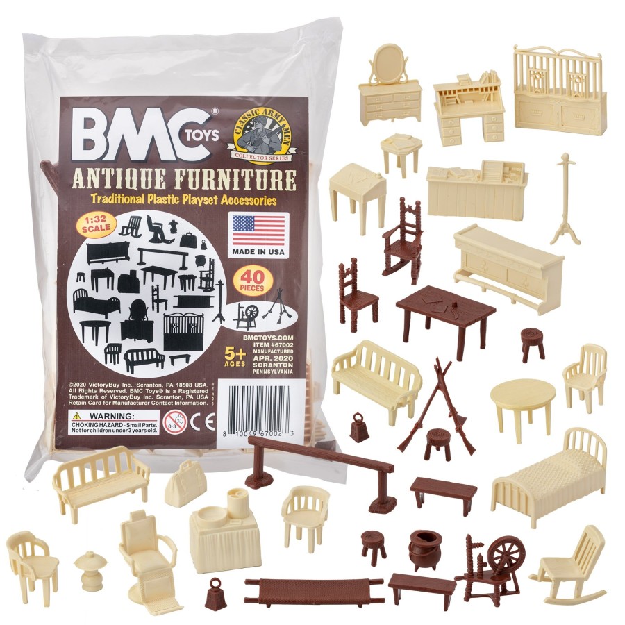 Era BMC Toys | Bmc Classic Marx Antique Furniture-40Pc Dollhouse Plastic Playset Accessories