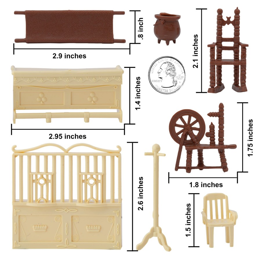 Era BMC Toys | Bmc Classic Marx Antique Furniture-40Pc Dollhouse Plastic Playset Accessories