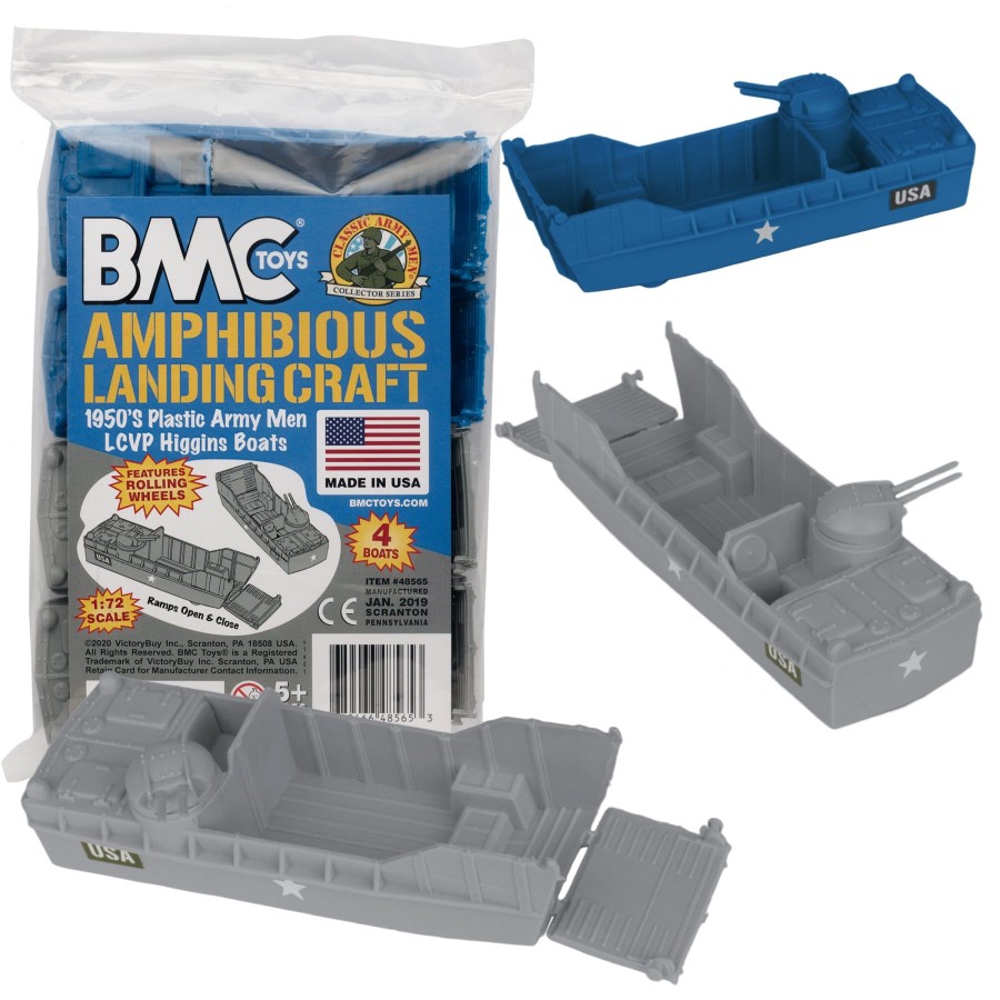 Era BMC Toys | Bmc Classic Marx Landing Craft-4Pc Blue & Gray Plastic Army Men Boat Vehicles