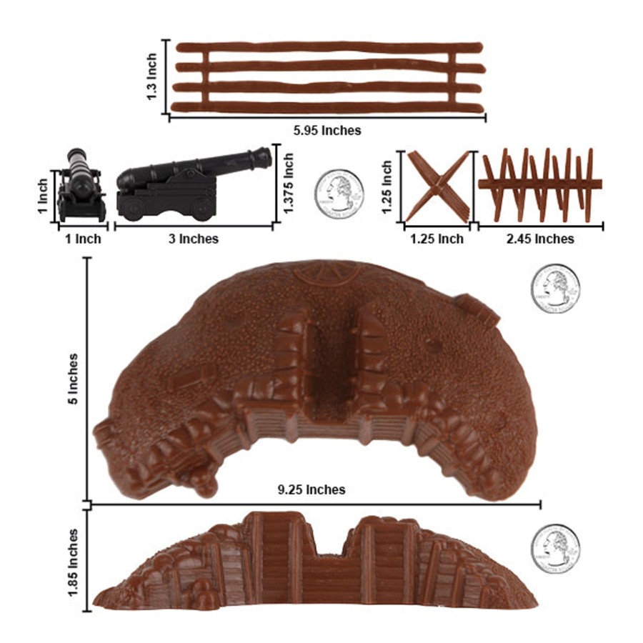 Era BMC Toys | Bmc Cts Redoubt Position & Naval Cannon-12Pc Brown Plastic Army Men Playset