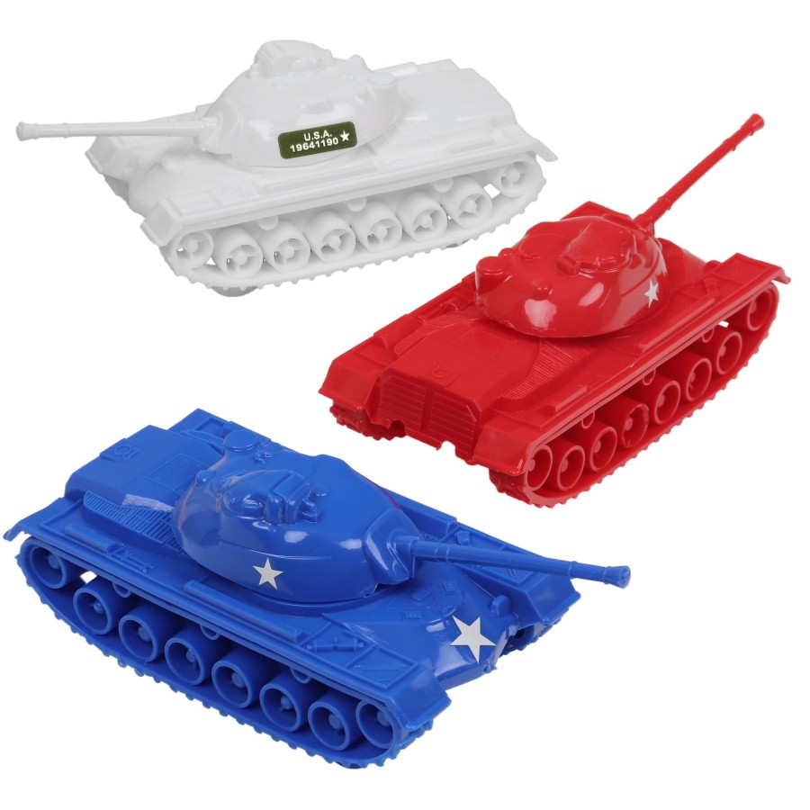 Era Tim Mee | Timmee Toy Tanks For Plastic Army Men-Red White & Blue Ww2 3Pc-Made In Usa