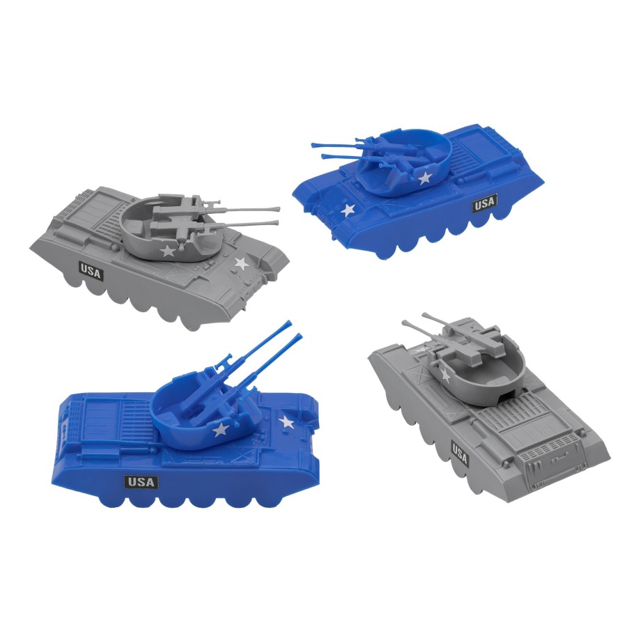 Era BMC Toys | Bmc Classic Payton Anti-Aircraft Tanks 4Pc Blue & Gray Plastic Army Men Vehicles