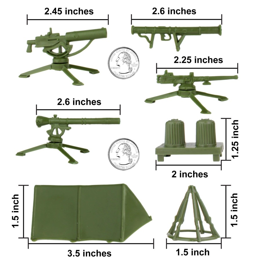 Era BMC Toys | Bmc Classic Plastic Army Men Camp Equipment-Od 10Pc Tents And Guns-Us Made