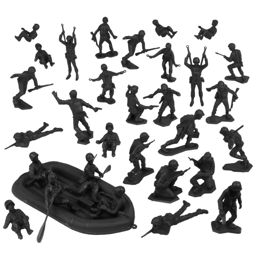 Era BMC Toys | Bmc Marx Plastic Army Men Us Soldiers-Black 31Pc Ww2 Figures-Made In Usa