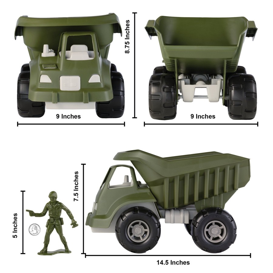 Product Line Tim Mee | Timmee Big Military Dump Truck With 6Pc Jumbo Army Men Olive Green-Usa Made