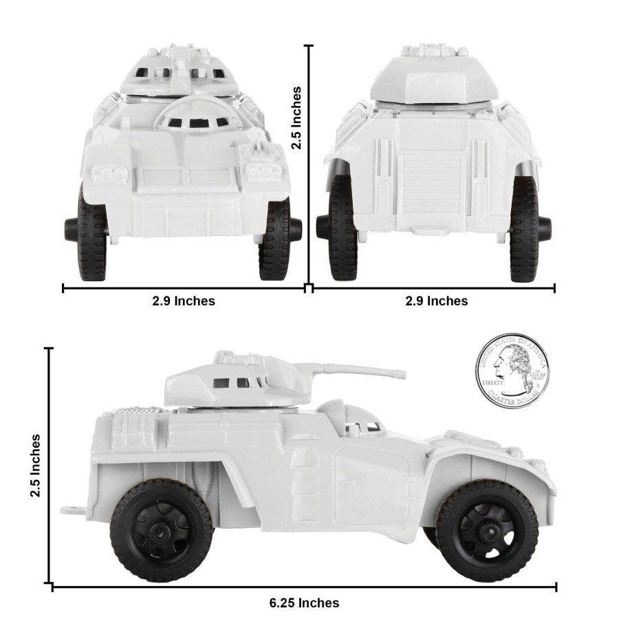 Era Tim Mee | Timmee Recon Patrol Armored Cars-White Plastic Army Men Scout Vehicles