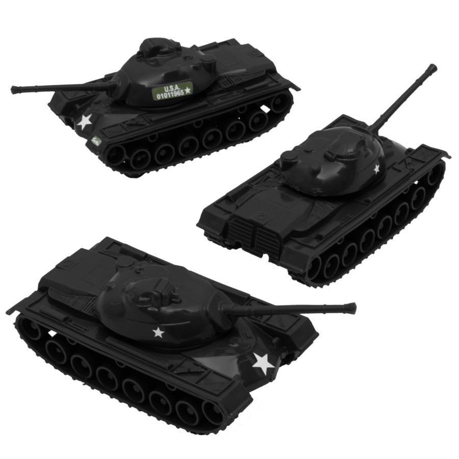 Era Tim Mee | Timmee Toy Tanks For Plastic Army Men-Black Ww2 3Pc-Made In Usa