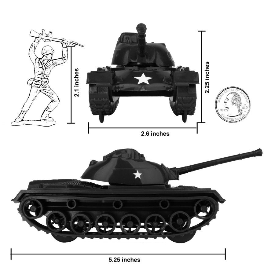 Era Tim Mee | Timmee Toy Tanks For Plastic Army Men-Black Ww2 3Pc-Made In Usa