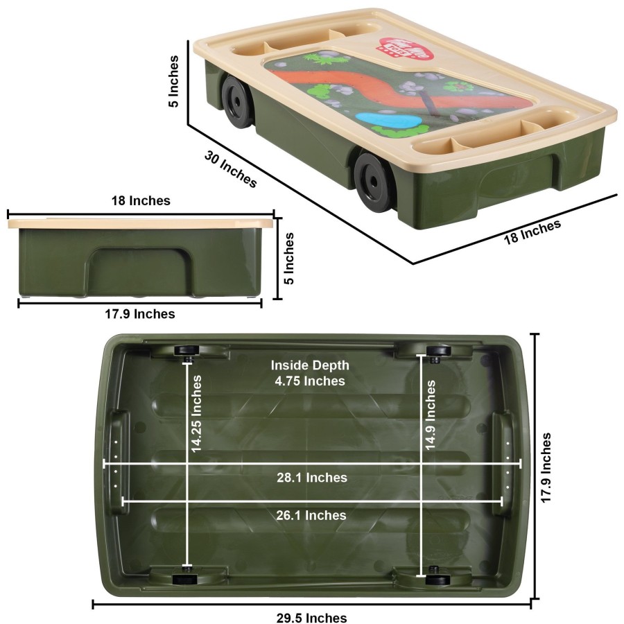 Plastic Army Tim Mee | Tim Mee Toy Giant Underbed Storage Container With Wheels & Play Surface Us Made