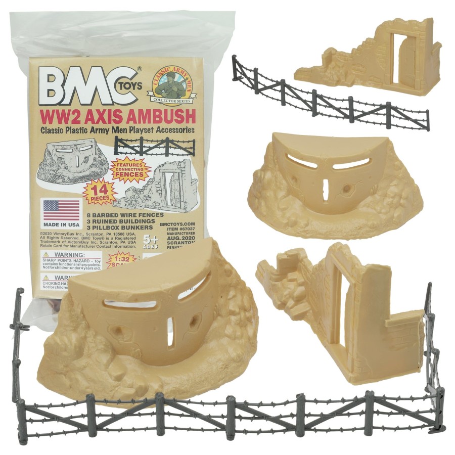 Era BMC Toys | Bmc Classic Marx Axis Ambush-14Pc Tan Plastic Army Men Playset Accessories