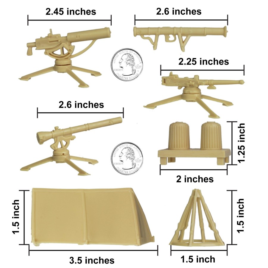 Era BMC Toys | Bmc Classic Plastic Army Men Camp Equipment-Tan 10Pc Tents And Guns-Usa Made