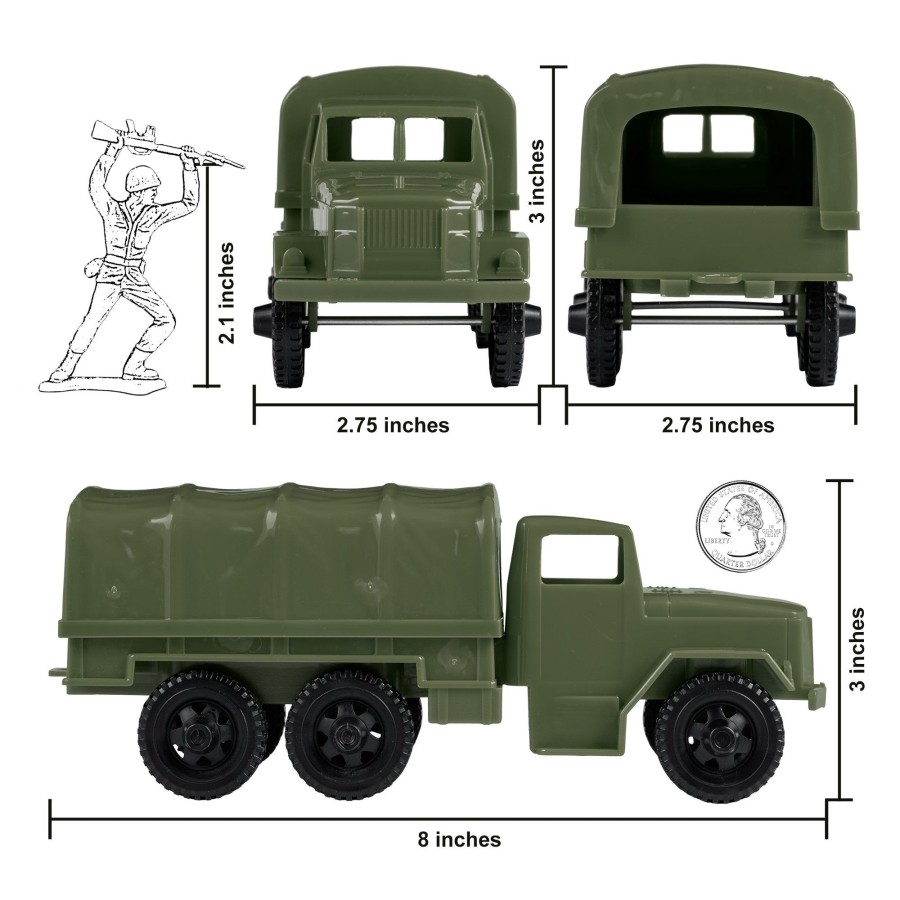 Era Tim Mee | Timmee Plastic Army Men Trucks-Olive Green M34 Deuce And A Half Cargo Vehicles