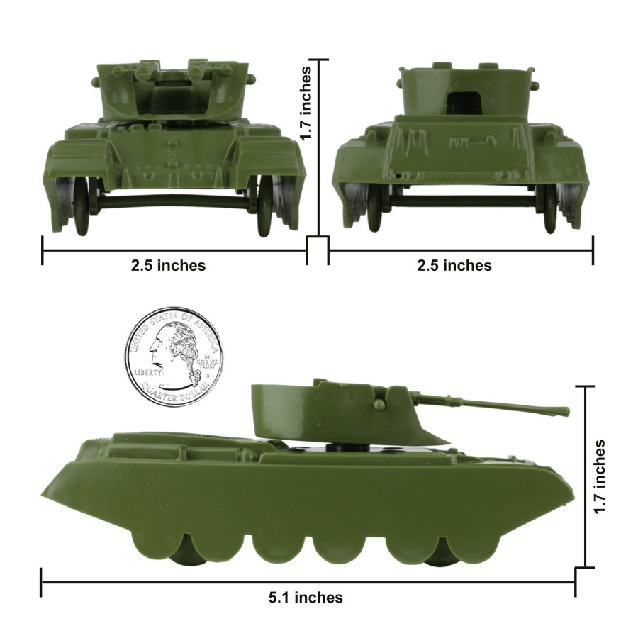 Era BMC Toys | Bmc Classic Payton Anti-Aircraft Tanks 4Pc Tan & Green Plastic Army Men Vehicles