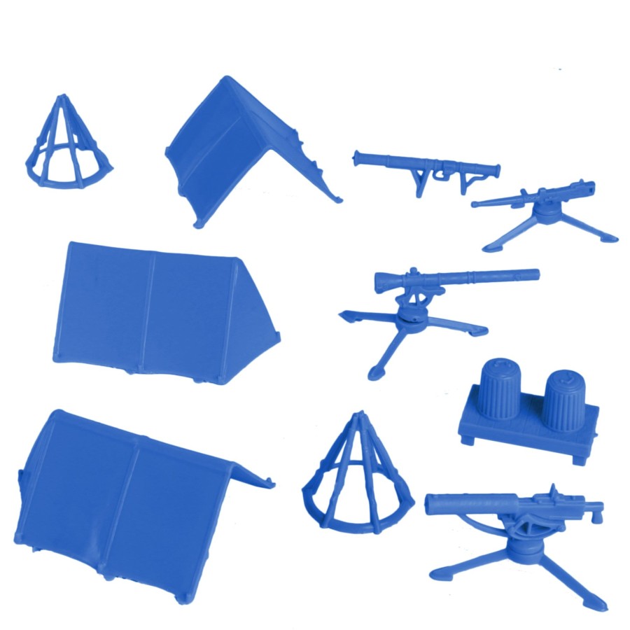 Era BMC Toys | Bmc Classic Plastic Army Men Camp Equipment-Blue 10Pc Tents And Guns-Us Made