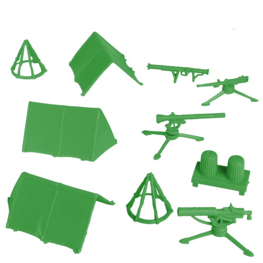 Era BMC Toys | Bmc Classic Plastic Army Men Camp Equipment-Green 10Pc Tents And Guns Us Made