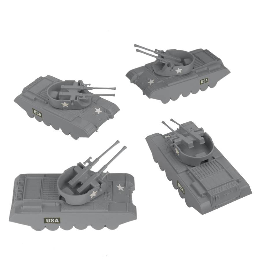 Era BMC Toys | Bmc Classic Payton Anti-Aircraft Tanks-4Pc Gray Plastic Army Men Vehicles