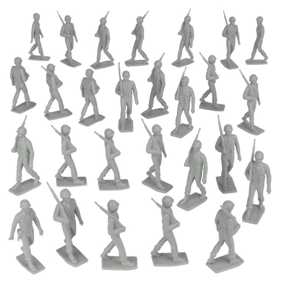 Era BMC Toys | Bmc Marx Plastic Army Men Marching Us Soldiers-Gray 27Pc Ww2 Figures-Us Made