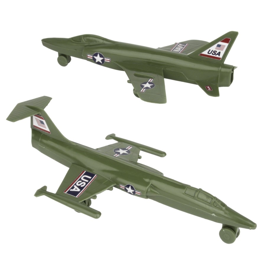 Era Tim Mee | Timmee Plastic Army Men Cold War Fighter Jets-Olive Green Airplanes-Usa Made