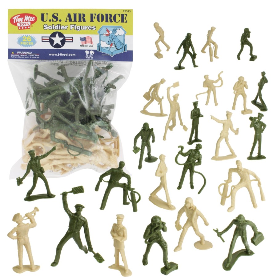 Era Tim Mee | Timmee Air Force Plastic Army Men-Green & Tan 26Pc Toy Soldier Figures Us Made