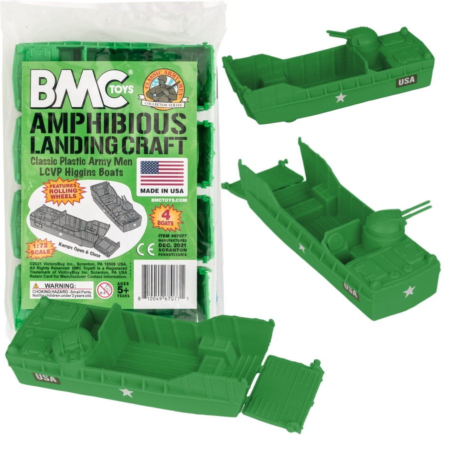 Era BMC Toys | Bmc Classic Marx Landing Craft-4Pc Green Plastic Army Men Boat Vehicles