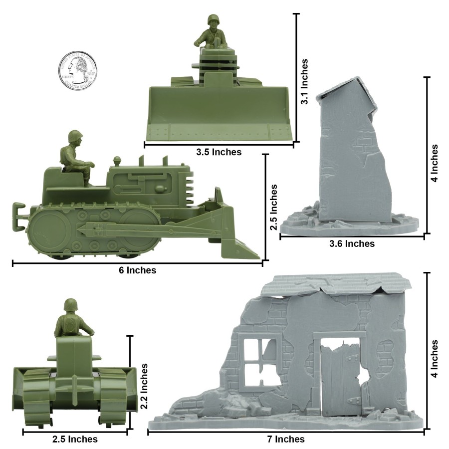 Era BMC Toys | Bmc Classic Army Corps Of Engineers Bulldozer Building Plastic Army Men Playset