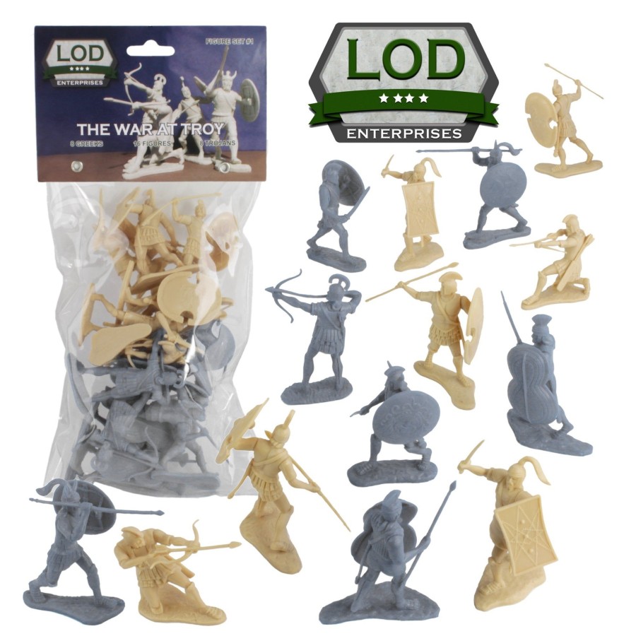 Era LOD | Lod Trojan War Greeks Vs. Trojans Soldiers: 16 Tan & Gray 1:30 Plastic Figures