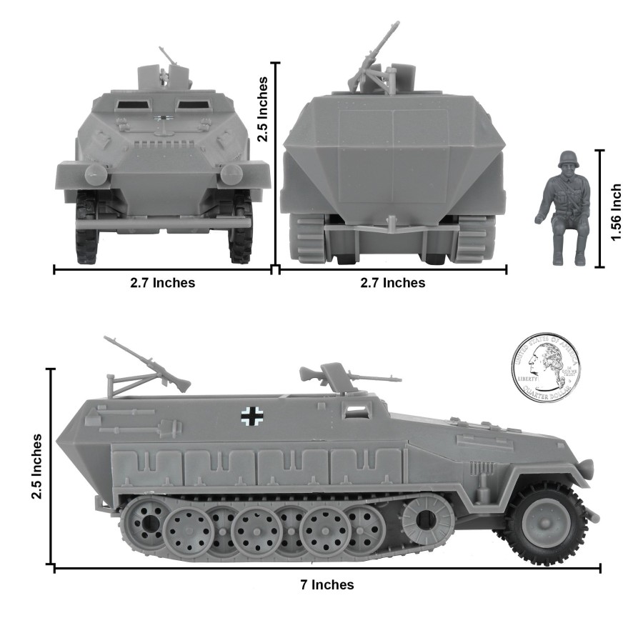 Era BMC Toys | Bmc Cts Ww2 German Hanomag Halftrack-5Pc Gray Plastic Army Men Armored Vehicle