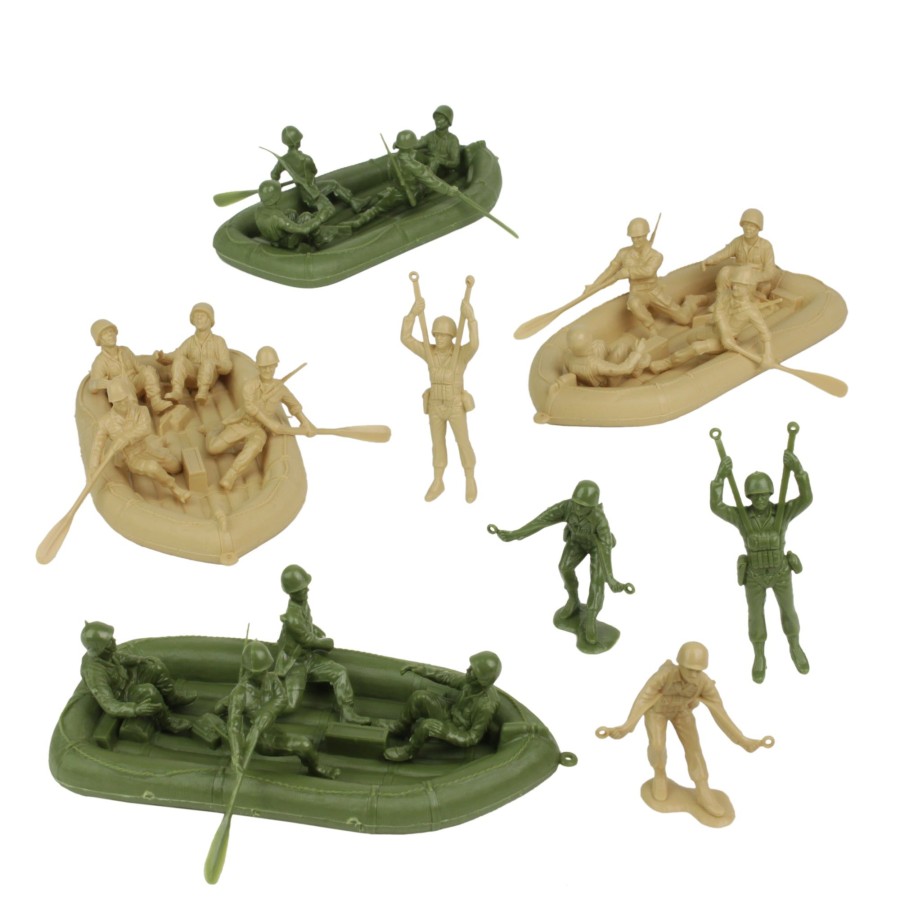 Era BMC Toys | Bmc Marx Plastic Army Men Beach Assault-Od Green & Tan 24Pc Ww2 Us Soldiers