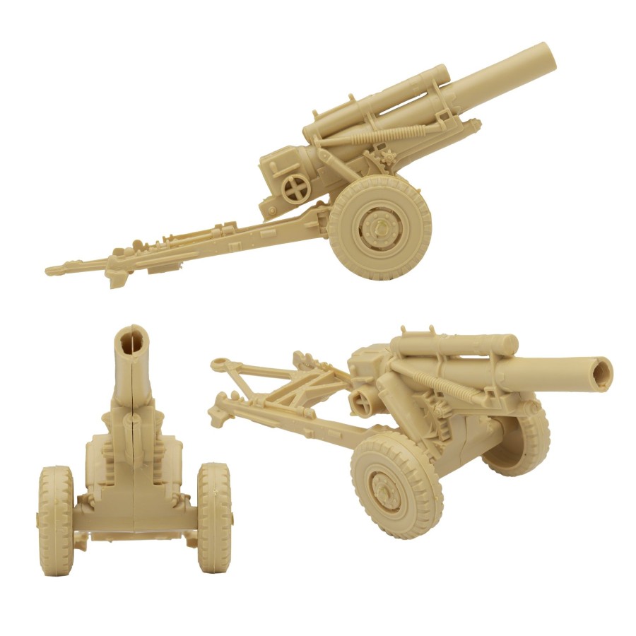 Era BMC Toys | Bmc Classic Marx Us Military Howitzers Tan 3Pc Plastic Army Men Field Artillery