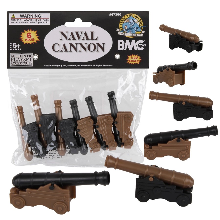 Era BMC Toys | Bmc Cts Naval Cannon Artillery-6Pc Black & Bronze Plastic Army Men Accessories