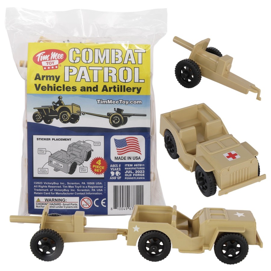 Era Tim Mee | Timmee Combat Patrol Willys & Artillery-Tan 4Pc Playset Usa Made