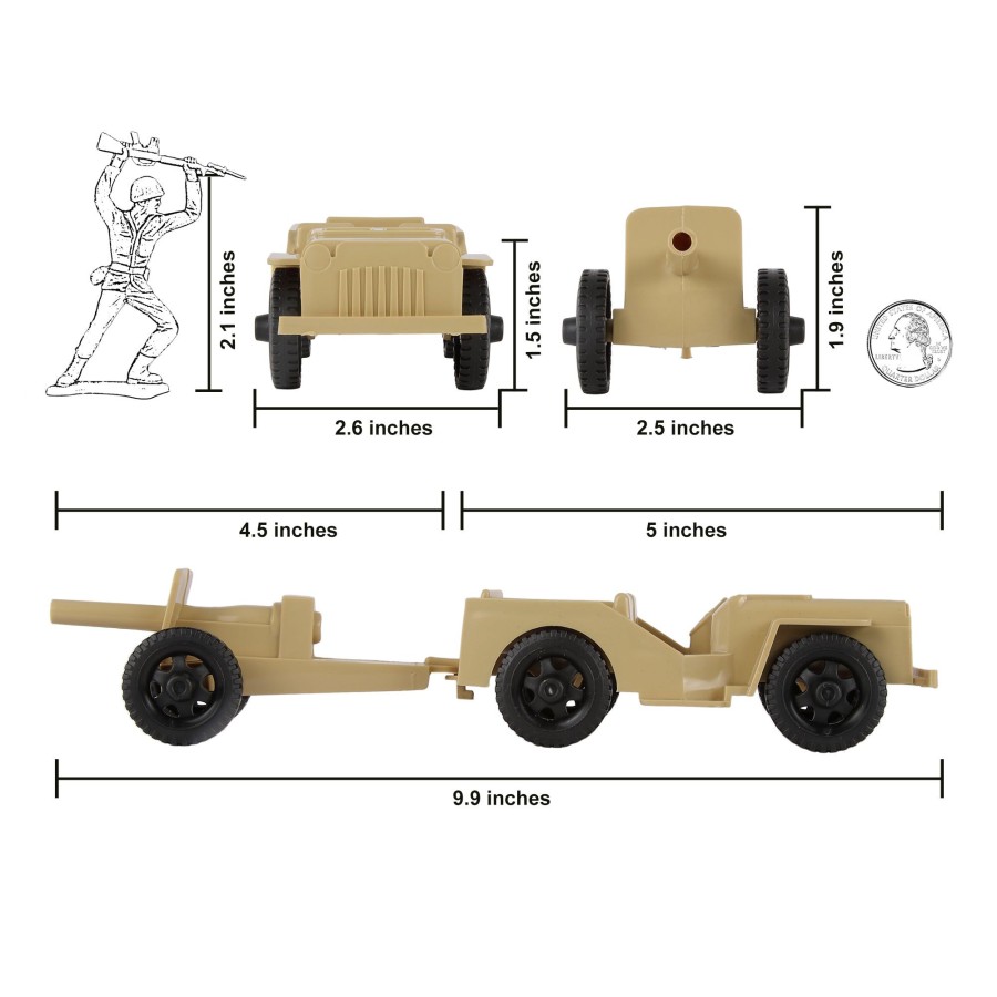 Era Tim Mee | Timmee Combat Patrol Willys & Artillery-Tan 4Pc Playset Usa Made