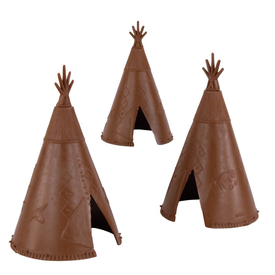 Era BMC Toys | Bmc Classic Plains Indian Teepees-Brown 3Pc Western Plastic Playset Accessories