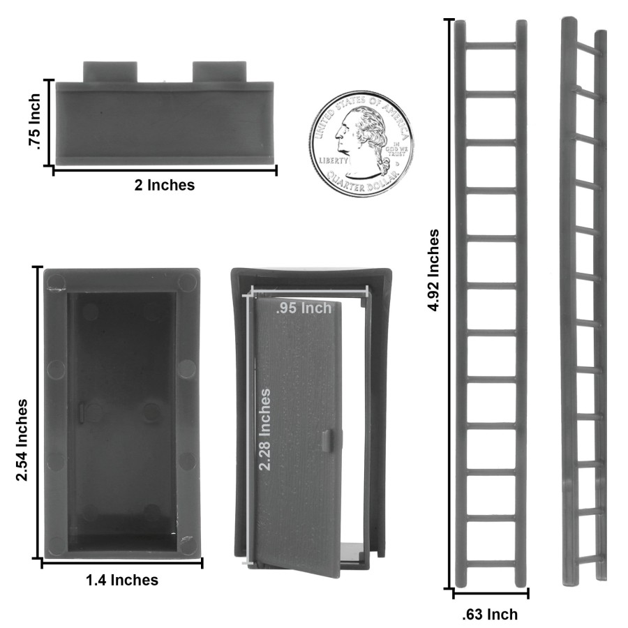 Era BMC Toys | Bmc Ww2 Bunker Doors-Gray Plastic Army Men Blockhouse Building Accessories