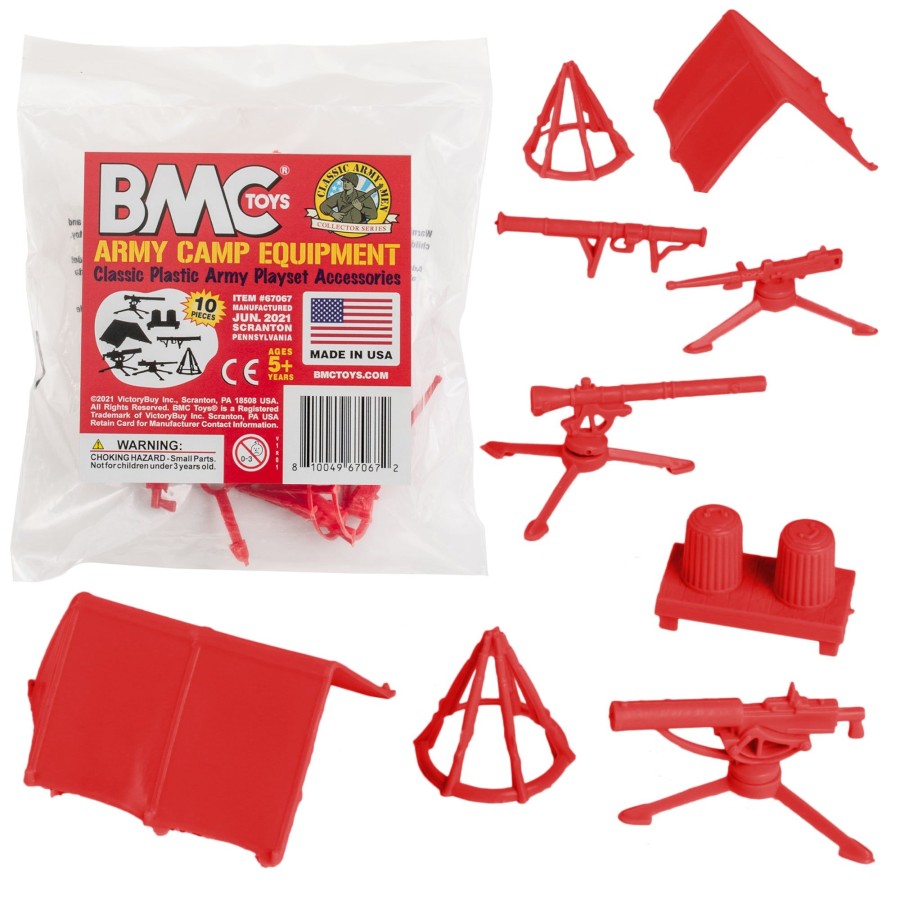 Era BMC Toys | Bmc Classic Plastic Army Men Camp Equipment-Rec 10Pc Tents And Guns-Us Made