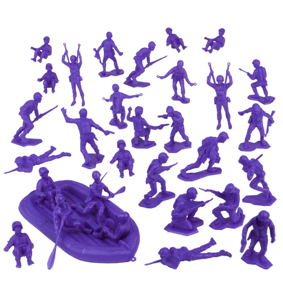 Era BMC Toys | Bmc Marx Plastic Army Men Us Soldiers-Purple 31Pc Ww2 Figures-Made In Usa