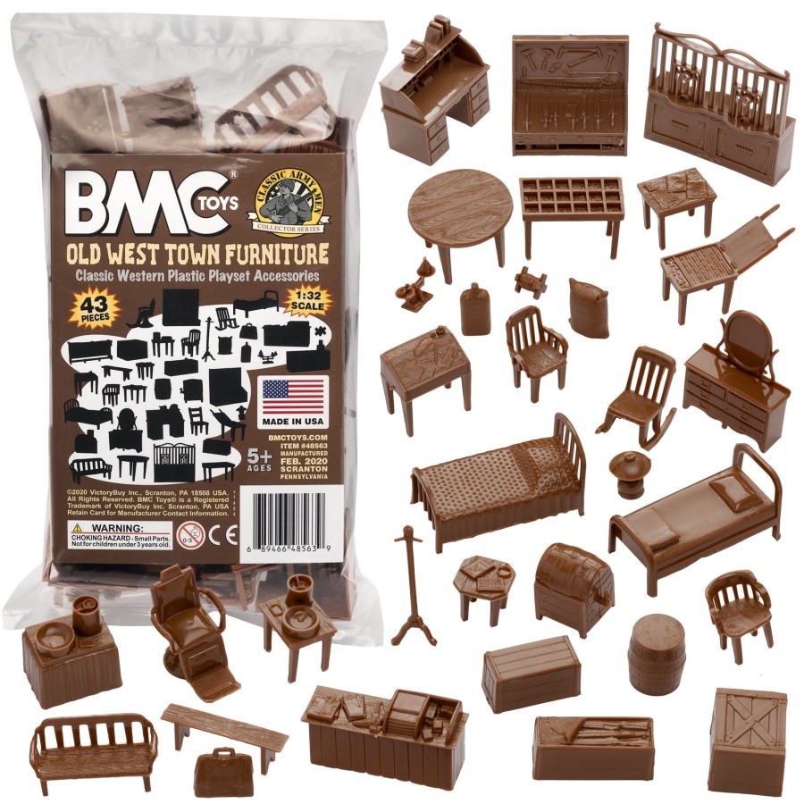 Era BMC Toys | Bmc Classic Marx Western Town Furniture 42Pc Plastic Cowboys Playset Accessories