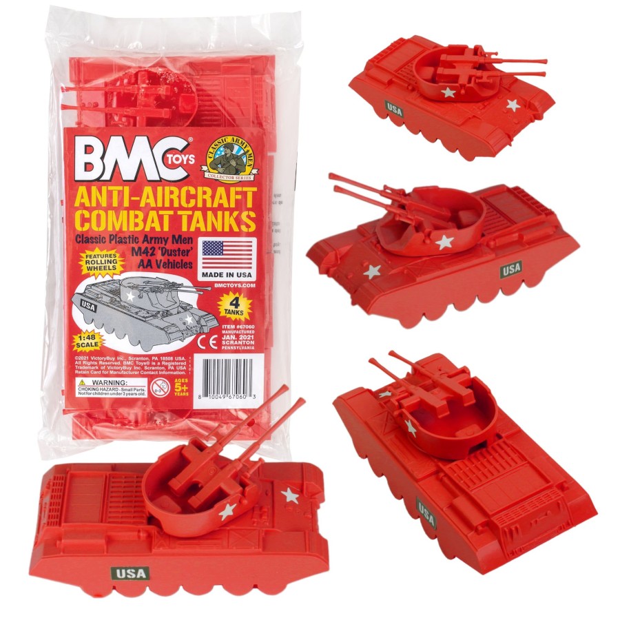 Era BMC Toys | Bmc Classic Payton Anti-Aircraft Tanks-4Pc Red Plastic Army Men Vehicles