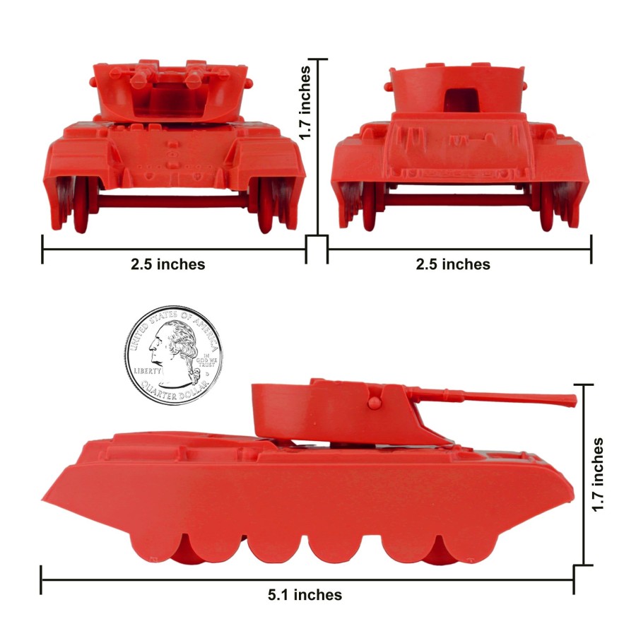 Era BMC Toys | Bmc Classic Payton Anti-Aircraft Tanks-4Pc Red Plastic Army Men Vehicles