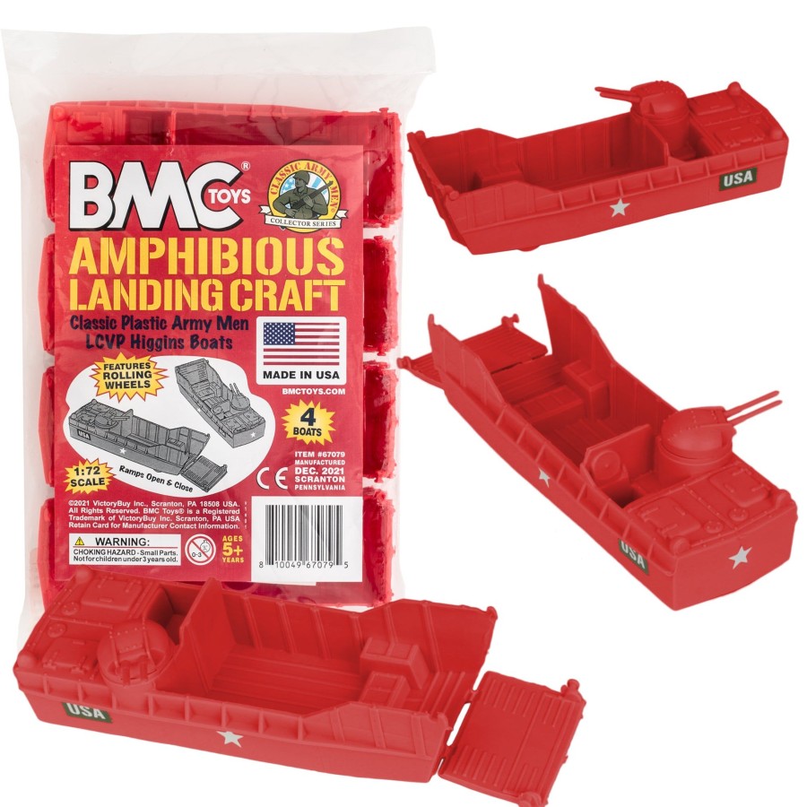 Era BMC Toys | Bmc Classic Marx Landing Craft-4Pc Red Plastic Army Men Boat Vehicles