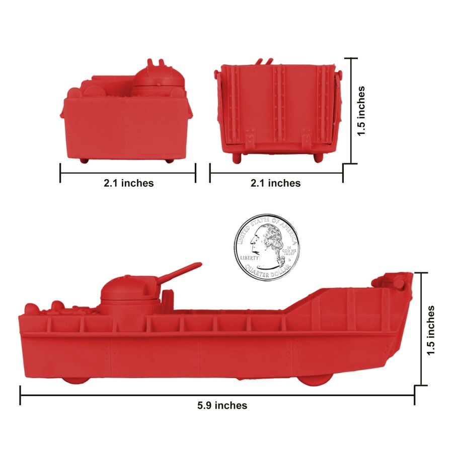 Era BMC Toys | Bmc Classic Marx Landing Craft-4Pc Red Plastic Army Men Boat Vehicles