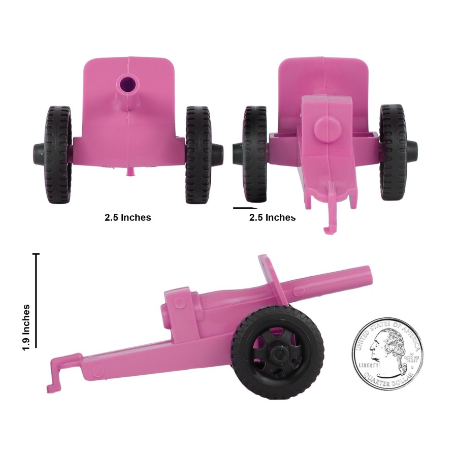 Era Tim Mee | Timmee M3 Artillery-Pink 4Pc Plastic Army Men Cannon Playset-Made In Usa