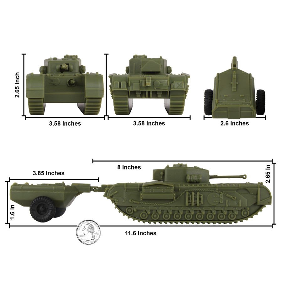 Era BMC Toys | Bmc Cts Ww2 British Churchill Crocodile Tank-Od Green 1:38 Plastic Army Vehicle