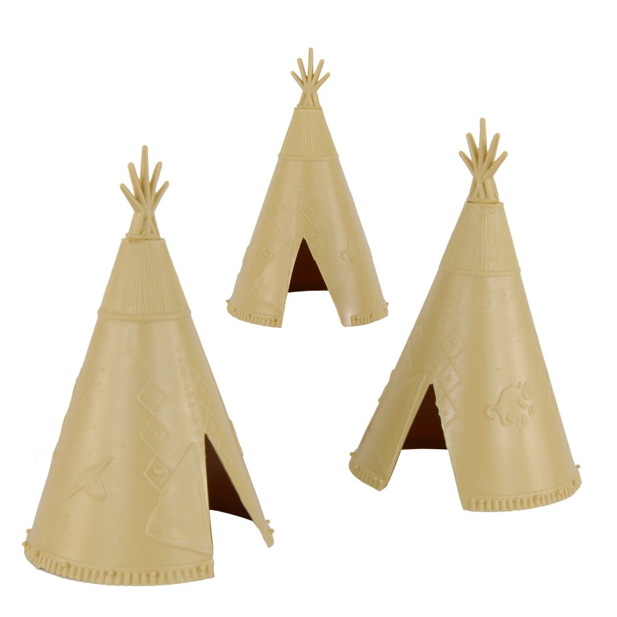 Era BMC Toys | Bmc Classic Plains Indian Teepees-Tan 3Pc Western Plastic Playset Accessories