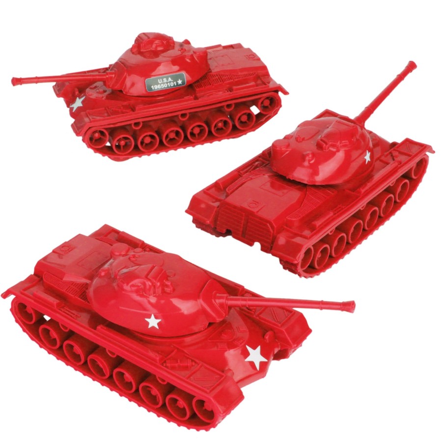 Era Tim Mee | Timmee Toy Tanks For Plastic Army Men-Red Ww2 3Pc-Made In Usa