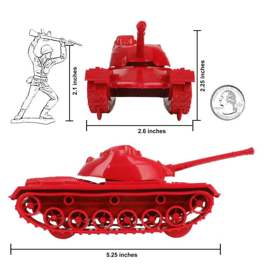 Era Tim Mee | Timmee Toy Tanks For Plastic Army Men-Red Ww2 3Pc-Made In Usa