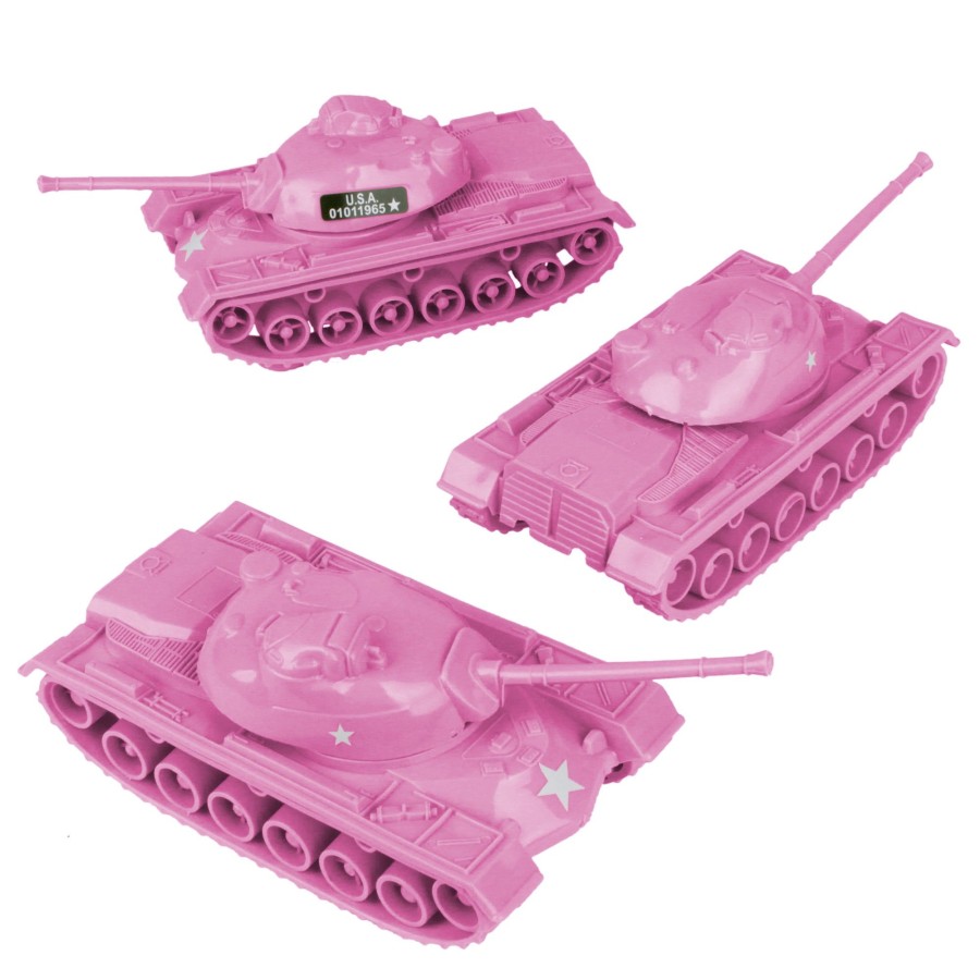 Era Tim Mee | Timmee Toy Tanks For Plastic Army Men-Pink Ww2 3Pc-Made In Usa